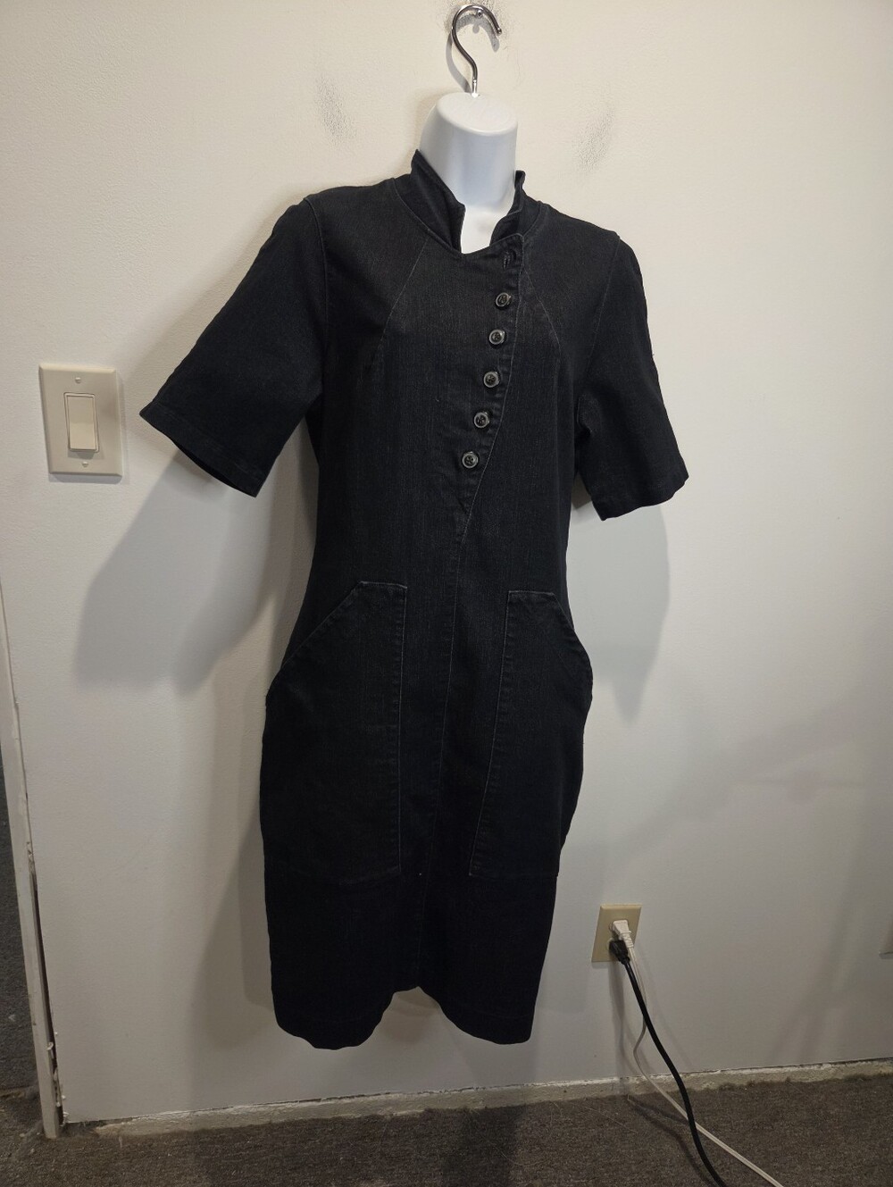 Prairie Underground Size L Revel Dark Denim Stretchy Pencil Dress Pockets